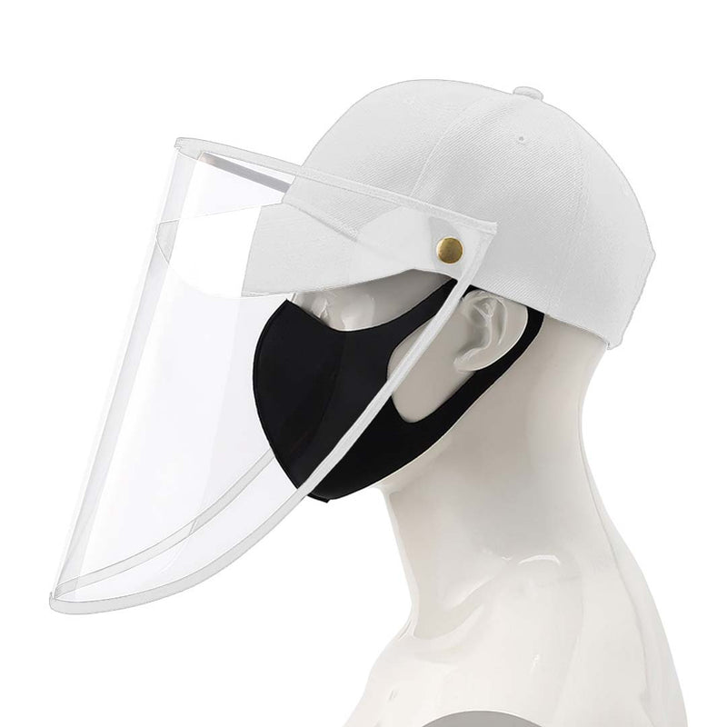 Adult Full Face Protective Hat Cotton Tpu Shield Baseball Cap White 27x41cm