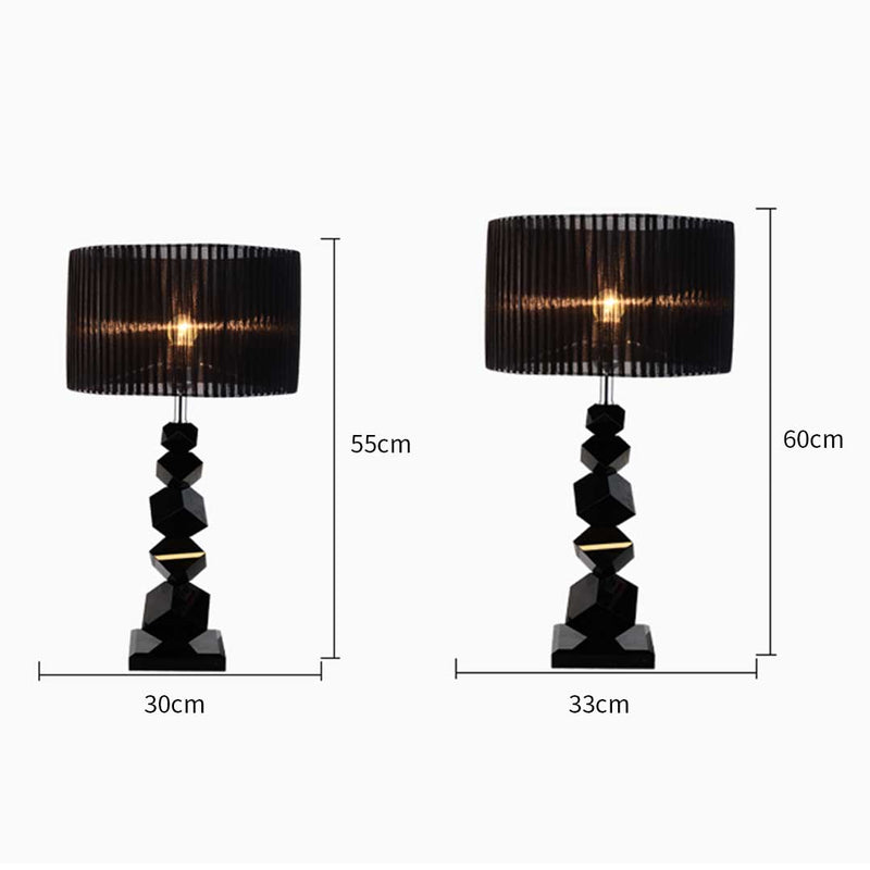 Table Lamp Metal And Fabric Small 30cm*55cm Black Drum Shade