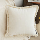 White Chenille Textured Throw Pillow Tassels Stylish Cozy Home Decor 45cm