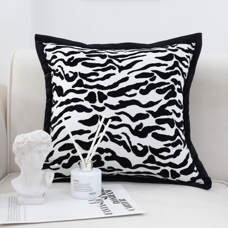 45cm Square Polyester Decorative Pillow Black White Mottled Texture Luxury