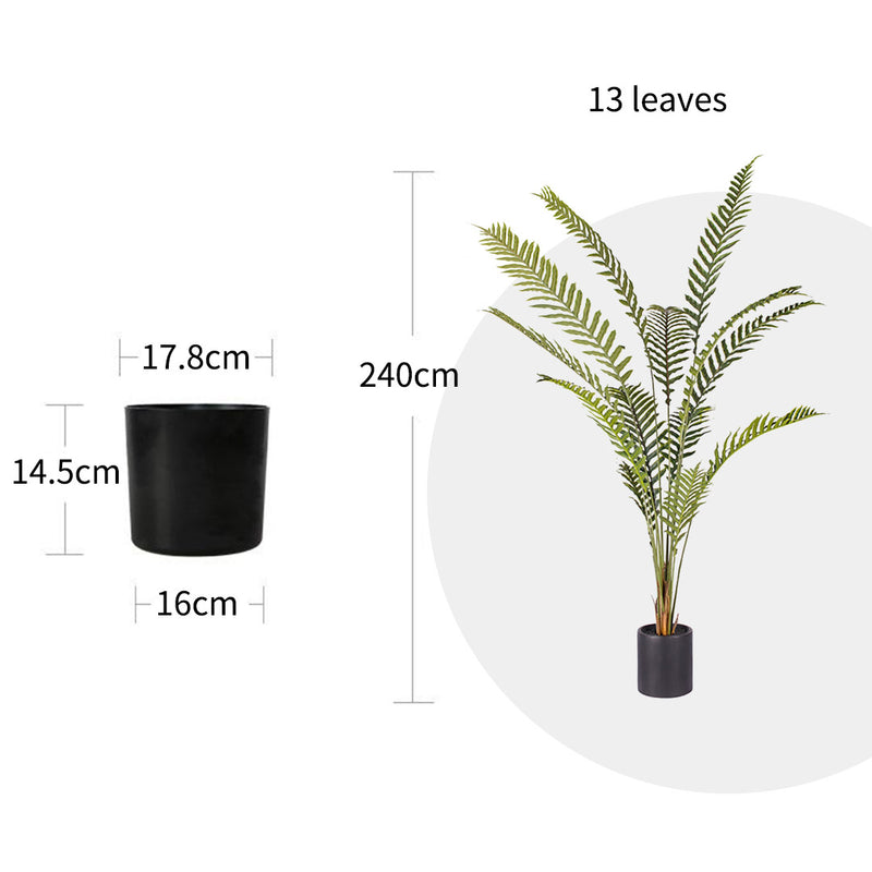 240cm Artificial Hares Foot Fern Polyethylene Green Cement Filled Pot