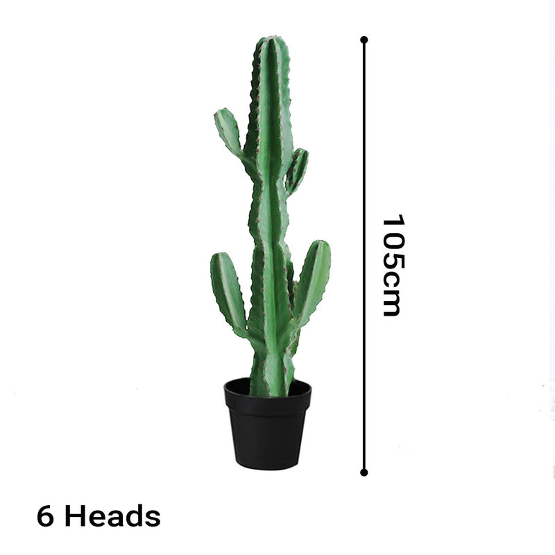 105cm Artificial Cactus Plant Polyurethane Potted Green Realistic 6 Heads