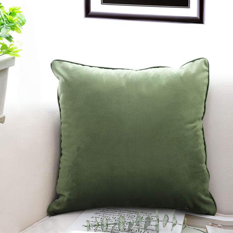 2X Square Velvet Throw Pillow 45cm Plush Polyester Cotton Subtle Green