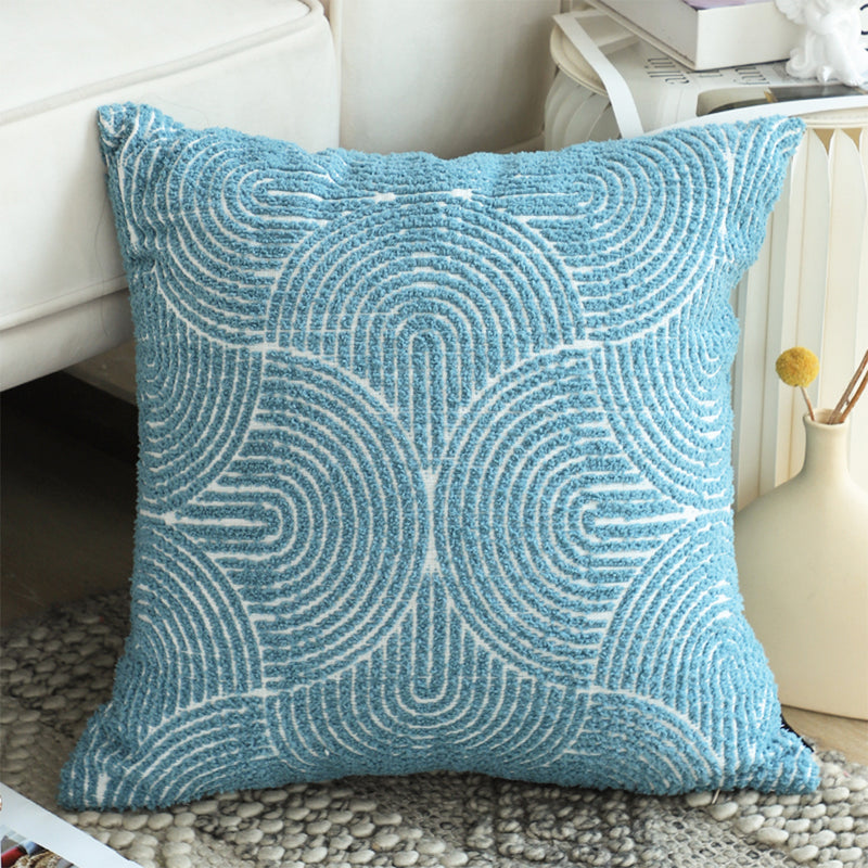 2X Blue Geometric Corded Throw Pillow Polyester Cotton 50cm Indoor Outdoor