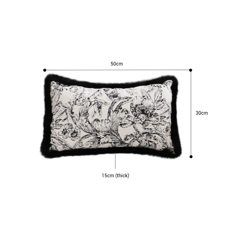 2X Velvet Embroidered Throw Pillow 30x50cm Plush Multicolor Victorian Rose