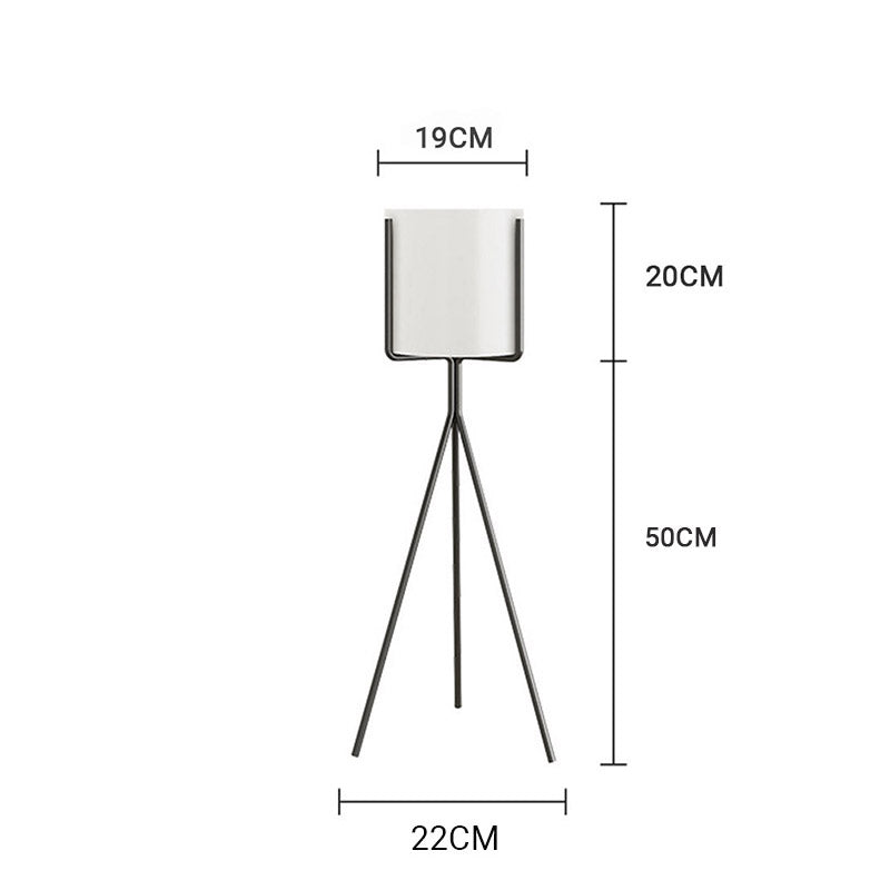 70cm Tripod Metal Plant Stand With White Enamel Pot Indoor Display Home Decor