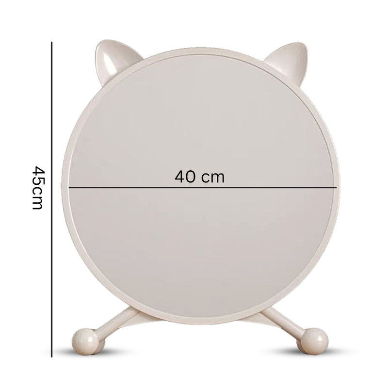 2X 40cm White Smart Makeup Mirror Cat Ear Style Bedroom Table No LED Light