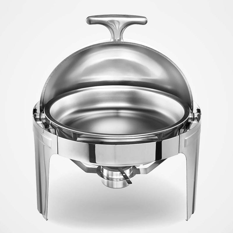 2X 6L Stainless Steel Round Roll Top Chafer Buffet Warmer Dishwasher Safe