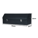 Leather Car Boot Organizer Foldable Storage Box With Lock Black Large
