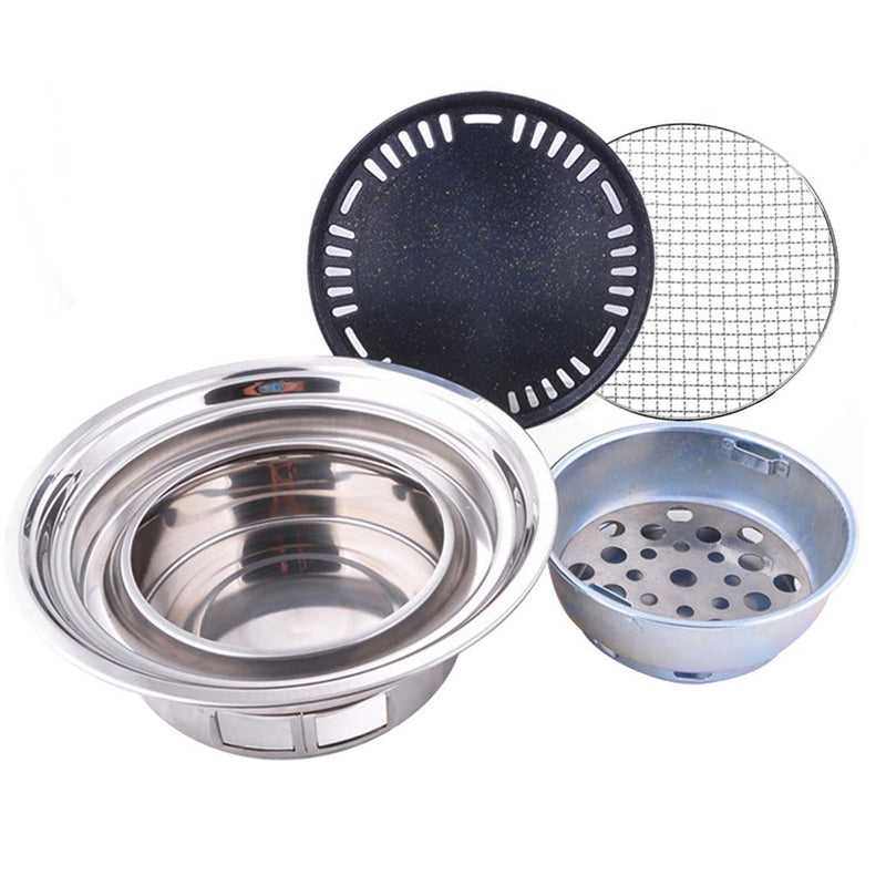 2X Portable Charcoal Grill Stainless Steel Agalmatolite Plate 340mm Smokeless