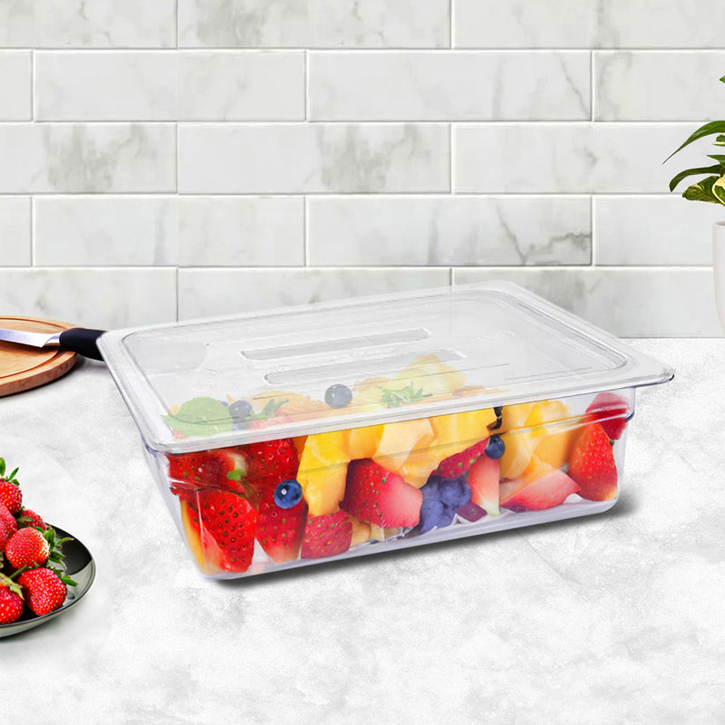 150mm Gastronorm 1/2 Polycarbonate Pan With Lid 32.5x26.5x15cm Transparent