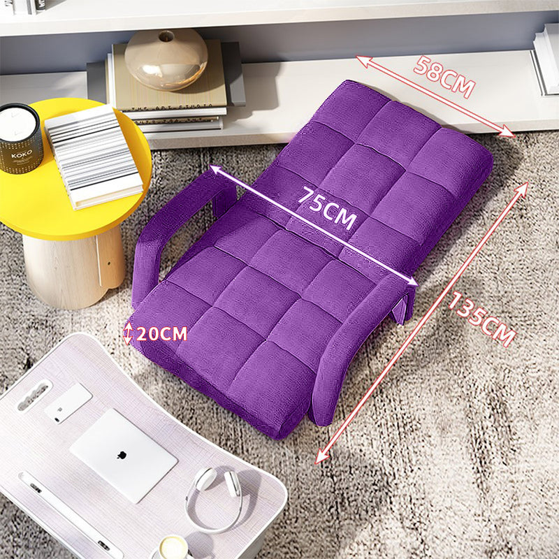 Foldable Purple Floor Lounge Recliner Chair Linen Adjustable 5 Positions
