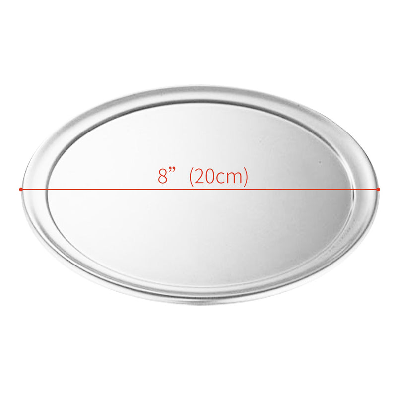 6X 8 Inch Round Aluminum Steel Pizza Pan Silver Commercial Grade Dishwasher Safe