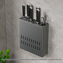 2X Aluminum Wall Mounted Kitchen Knife Storage Rack Space Saving Organizer Black