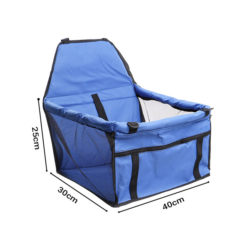 Pet Booster Car Seat 600D PVC Mesh Safety Tether 40x30x25cm Waterproof Blue