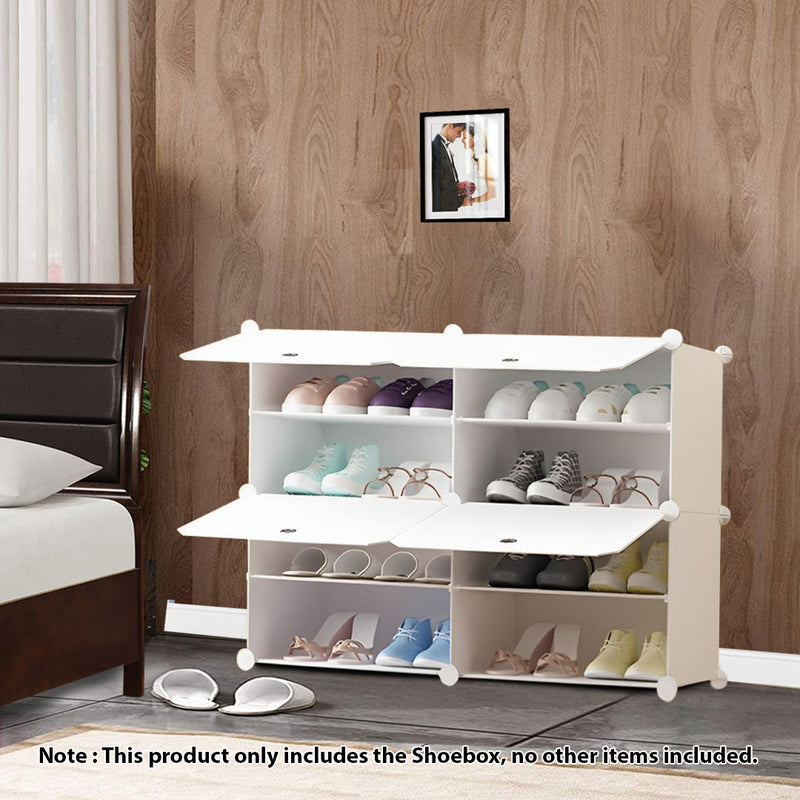 4 Tier Shoe Rack Organizer Polypropylene Stackable 85x32x65.5cm White