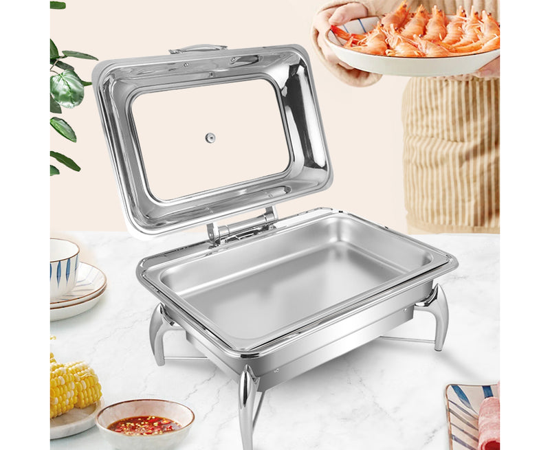 Stainless Steel Rectangular Chafing Dish 9L 58x45x21cm Buffet With Lid Silver