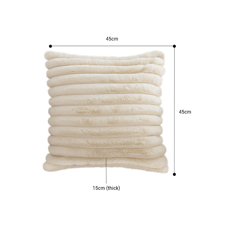 Plush Faux Rabbit Fur Velvet Throw Pillow 45x45cm Off White