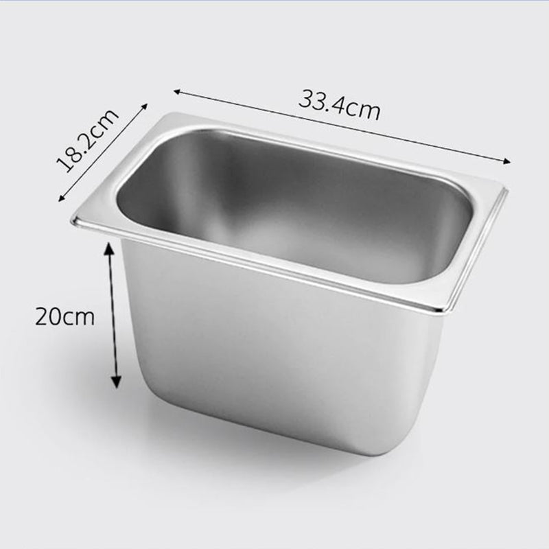 2X Gastronorm 1/3 Gn Pan Stainless Steel 20cm Deep 33.4x18.2cm