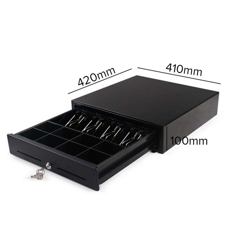 2X Heavy Duty Electronic Cash Drawer 4 Bills 8 Coins USB Black Slot18.1 Inch