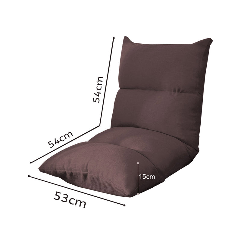 Lounge Floor Recliner Chair Linen 108x53x15cm Adjustable 5 Positions Coffee