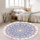 120cm Round Mandala Area Rug Polyester Anti-Slip Soft Carpet Multicolor Home Decor