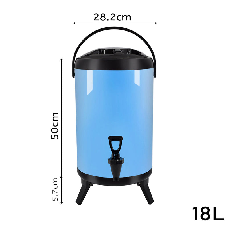 18L Stainless Steel Insulated Beverage Dispenser Blue With Faucet For Hot Cold Drinks