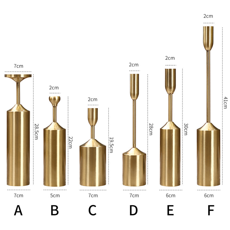 6pcs Gold Iron Candle Holder Set Luxury Tapered Rustproof Home Decor Gift