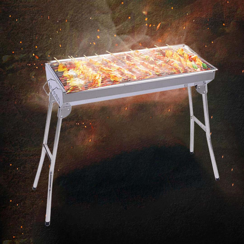 Portable Stainless Steel Charcoal Grill 6-8 Persons Outdoor BBQ Heat Resistant