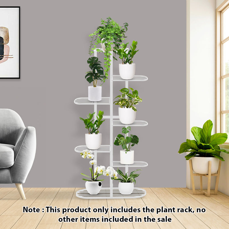 2X 7 Tier 8 Pots Metal Plant Rack Stand White Space Saving 44.5x22x125cm