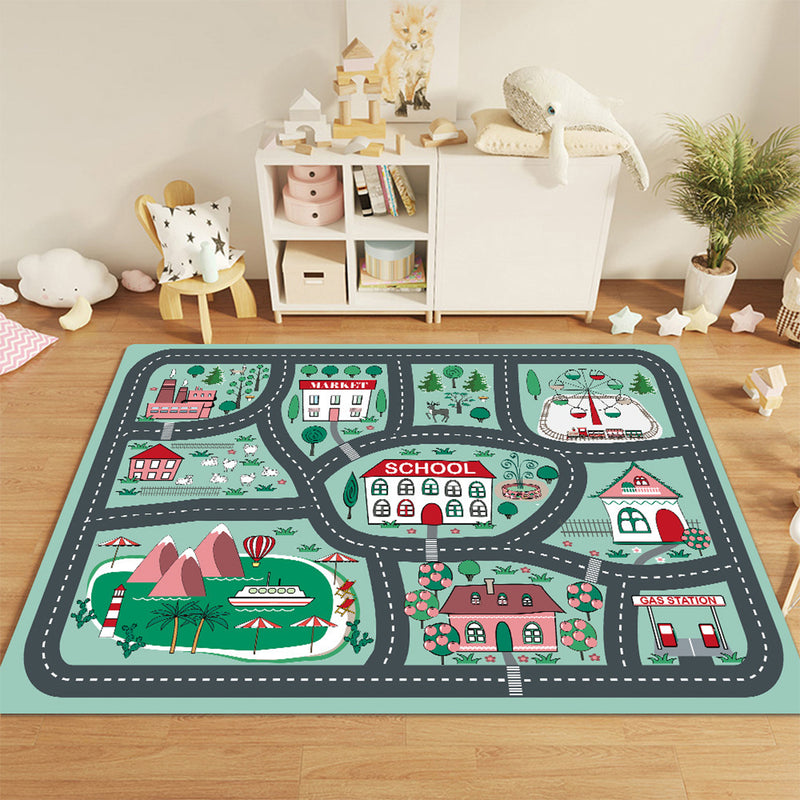 2X 120cm Kids Play Mat Educational Street Map Rug Soft Durable Multicolor