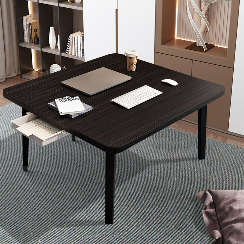2X Black Portable Floor Table Particleboard Metal Mini Desk With Drawer