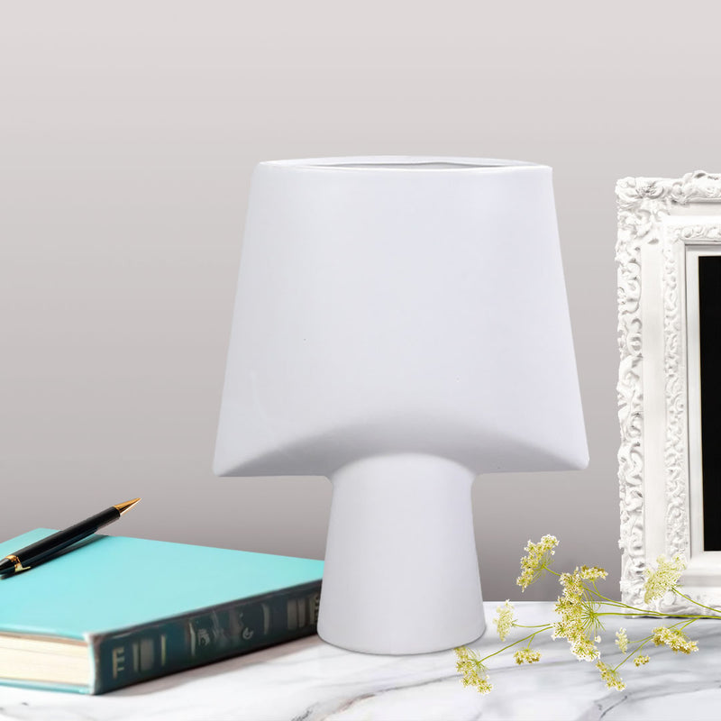 2X Ceramic Geometric Vases 21x25.5cm Small White Ornamental Decor