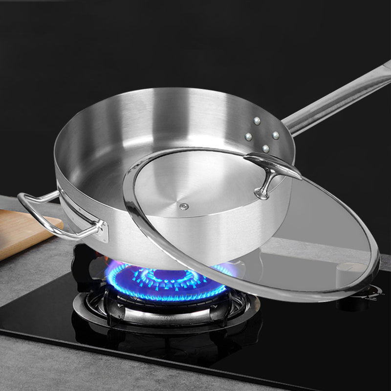30cm Stainless Steel Tri Ply Clad Saucepan Induction Glass Lid Helper Handle