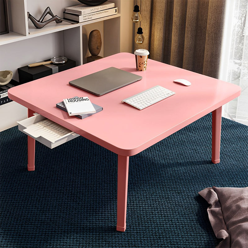 Pink Portable Floor Table 60x60x35cm Particleboard Metal Mini Desk Drawer