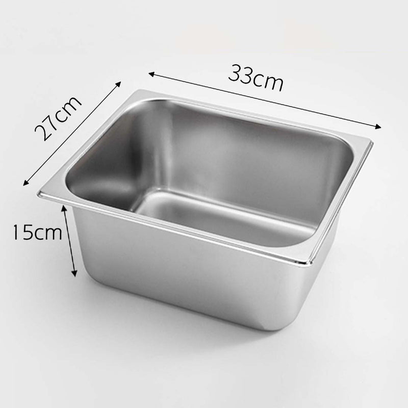 2X Gastronorm 1/2 Pan Stainless Steel 15cm Deep 27x33cm Commercial