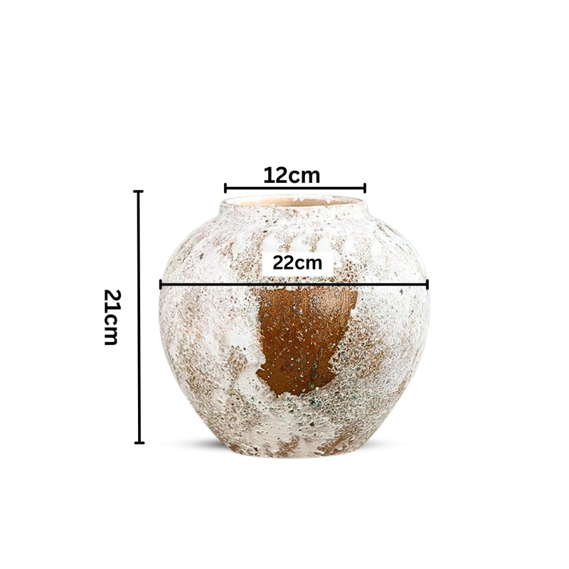 Small White Ceramic Flower Vase 21x22cm Elegant Living Room Decor