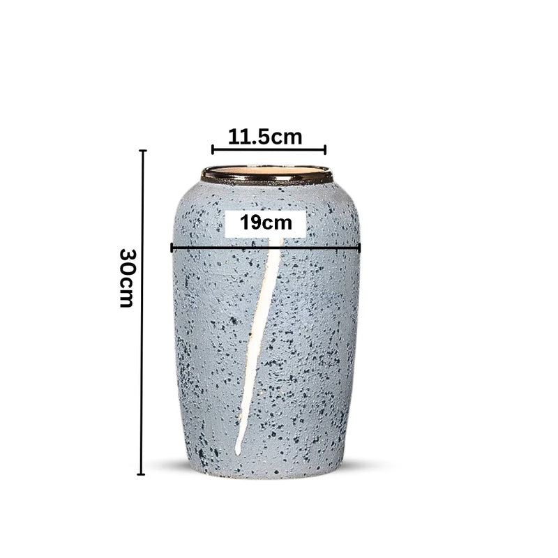 Medium Ceramic Flower Vase 30x19cm Grey Handcrafted Elegant Home Decor