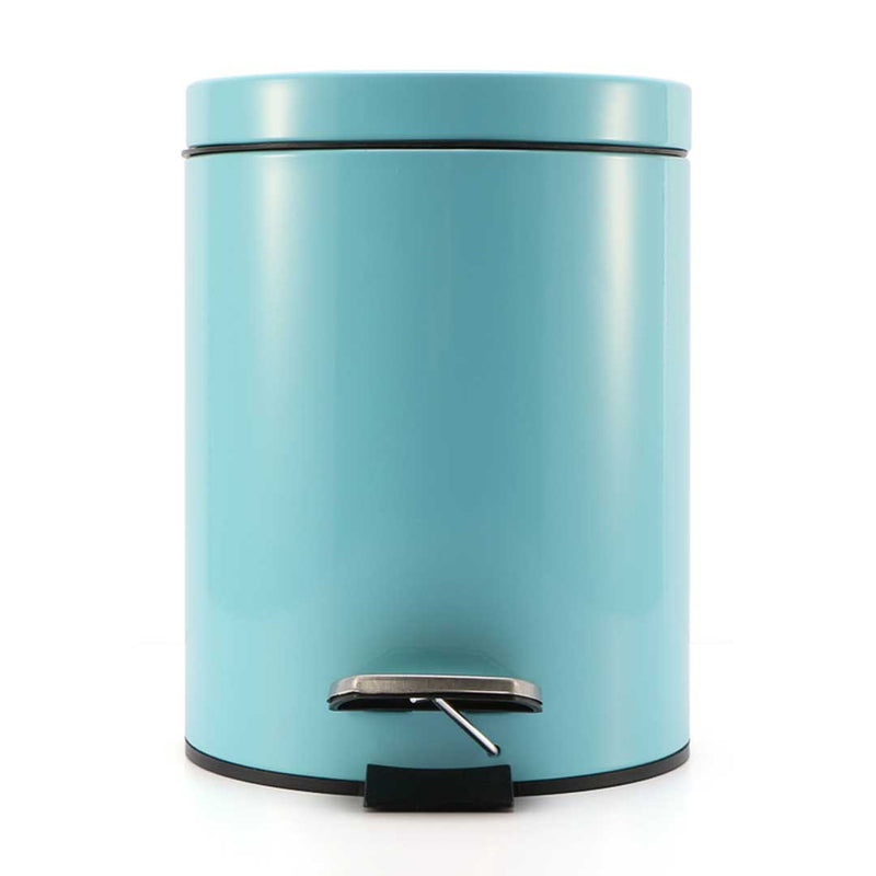 2X 7L Foot Pedal Round Steel Bin Blue Hands Free Soft Close Lid Home Office