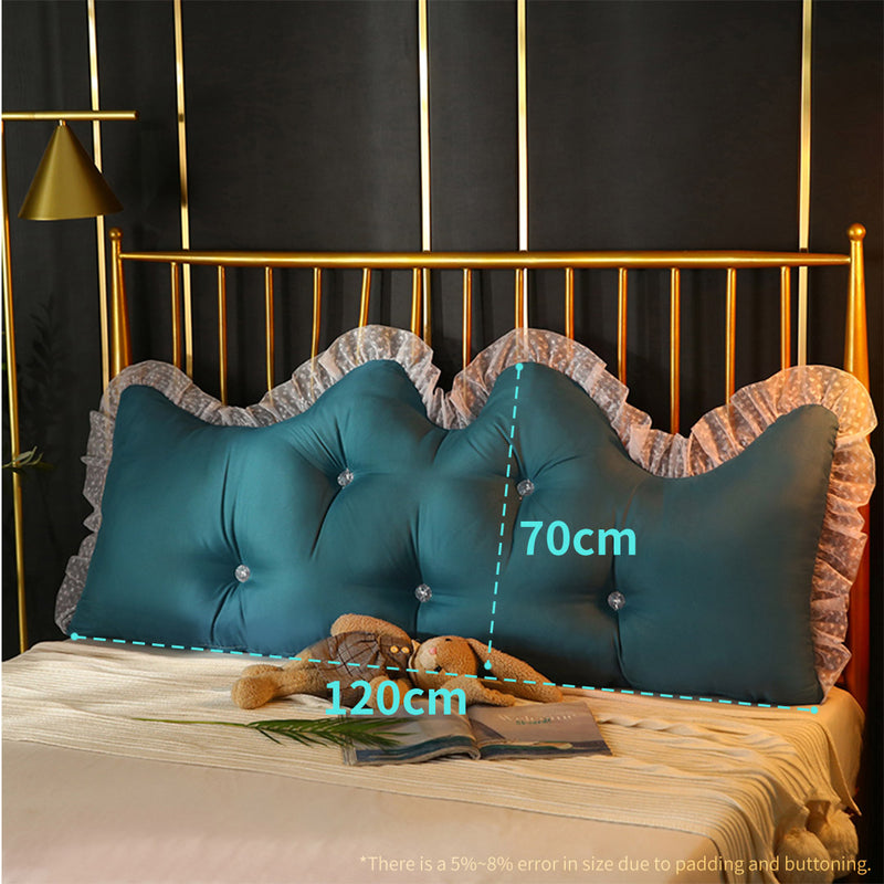 4X 120cm Princess Headboard Pillow Polyester Filled Blue Green Tufted