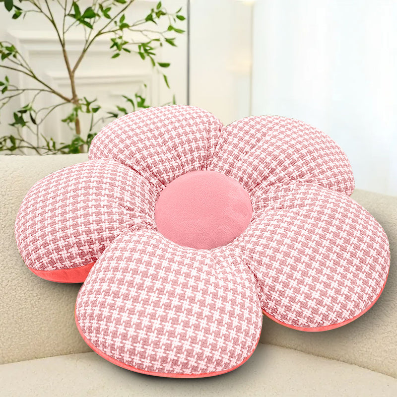 2X Flower Shaped Seat Cushion PP Cotton 45cm Pink Ergonomic Washable Nonslip