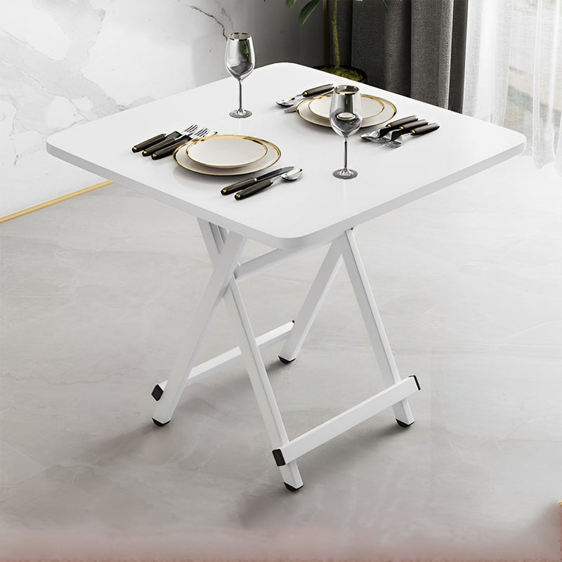 White Square Folding Dining Table MDF Top Aluminum Alloy Legs 60x60x70cm