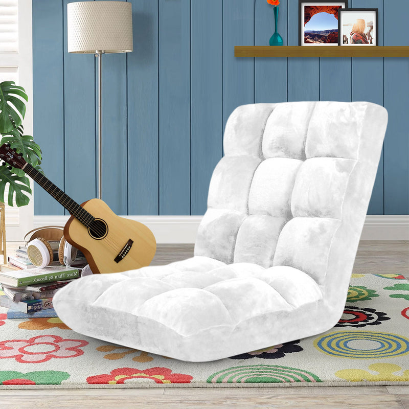 4X Folding Floor Recliner Cushion Memory Foam 108x53x10Cm White 6 Position