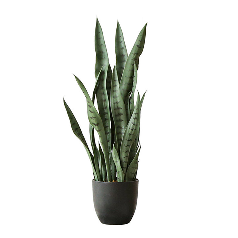 2X 97cm Sansevieria Snake Artificial Plants With Black Plastic Planters Green