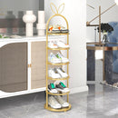 6 Tier Gold Metal Shoe Organizer Space Saving Footwear Storage Rack