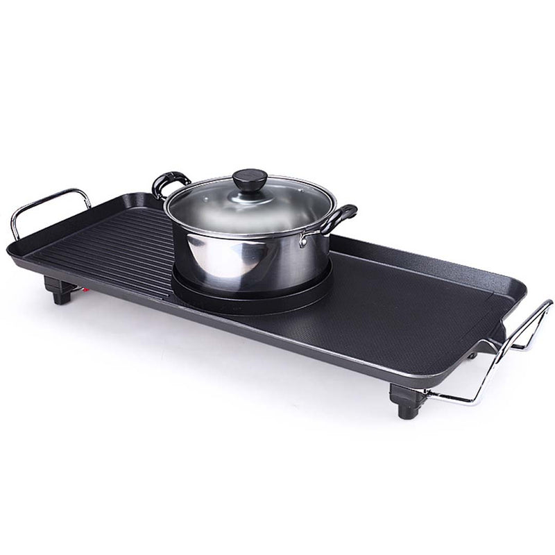 Electric 2 In 1 Hot Pot And Grill Non Stick Dual Surface 2900W 220mm Black