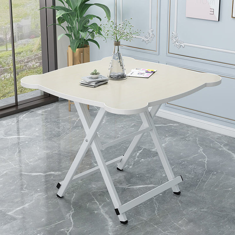 2X White Minimalist Folding Table Mdf Top Iron Legs 60x60x70cm Indoor Outdoor
