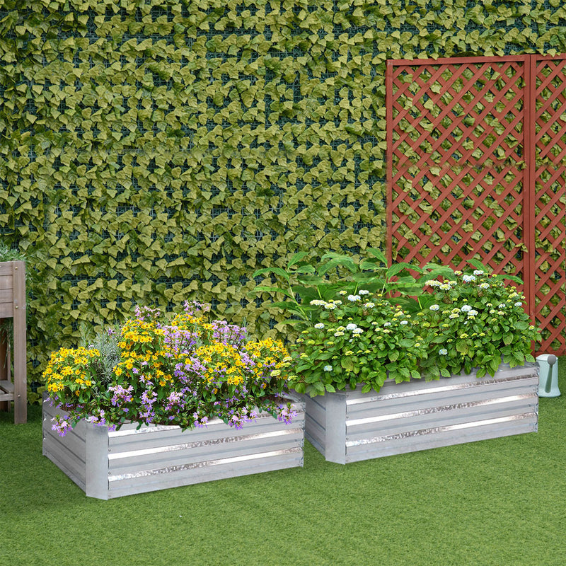 2X 120X60X30Cm Galvanized Iron Raised Garden Bed Silver Outdoor Planter
