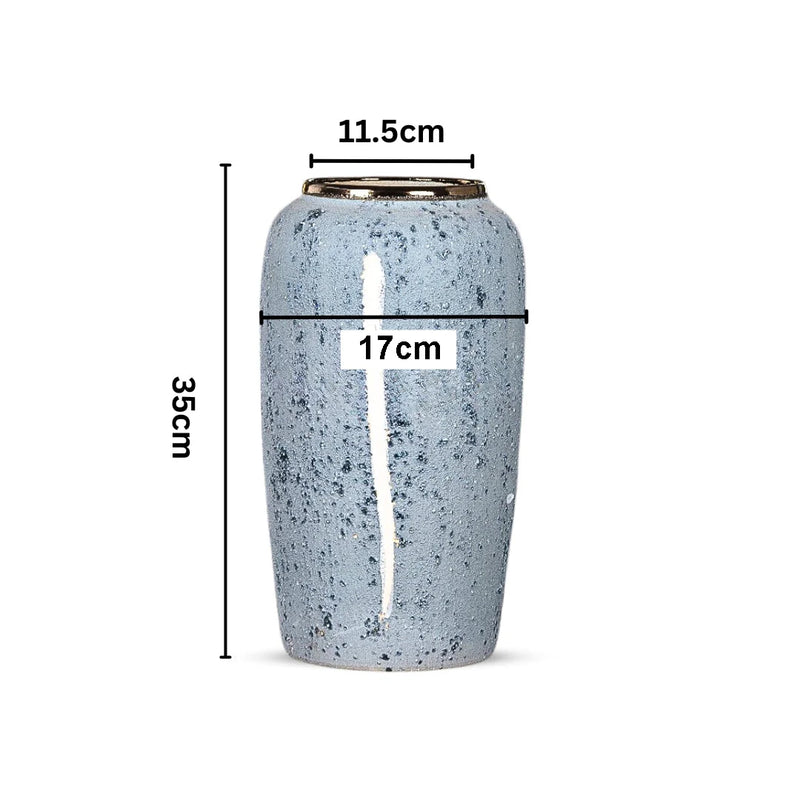 Large Ceramic Flower Vase 35x17cm Grey Handcrafted Living Room Decor
