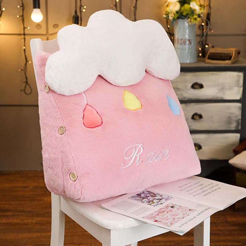 2X Pink Cloud Lumbar Cushion Soft Wedge Pillow PP Cotton Plush Home Decor
